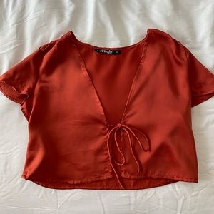 Tie front cropped motel shirt